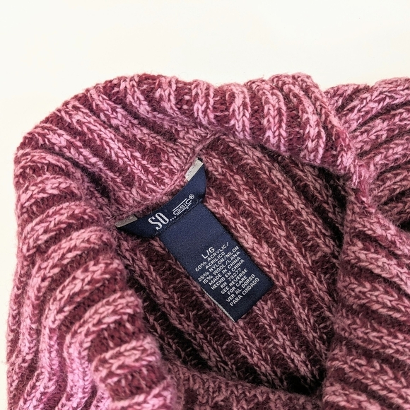 SO Women's Wool Blend Ribbed Cowl Neck Sweater - Picture 4 of 6